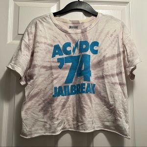 AC/DC tie dye crop graphic tee